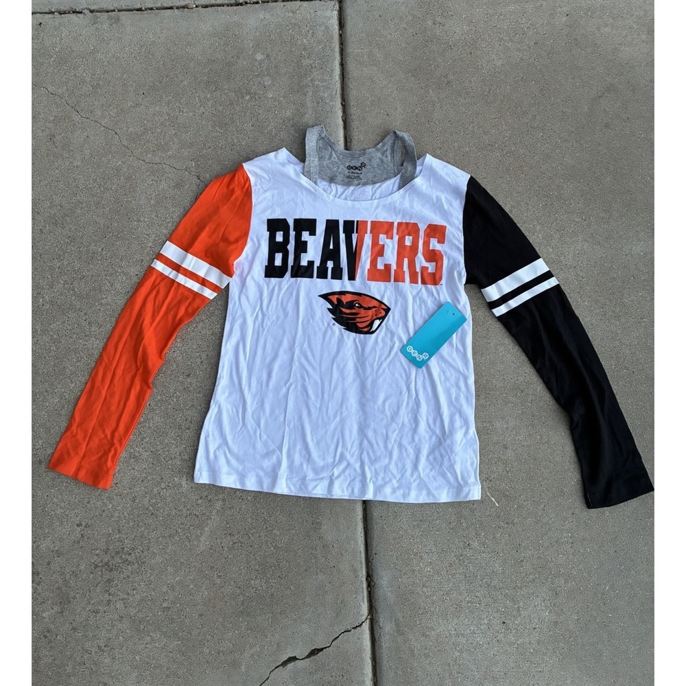 Oregon State Beavers Long Sleeve T-Shirt Tee Youth XL 16 White Orange Black Gen2
